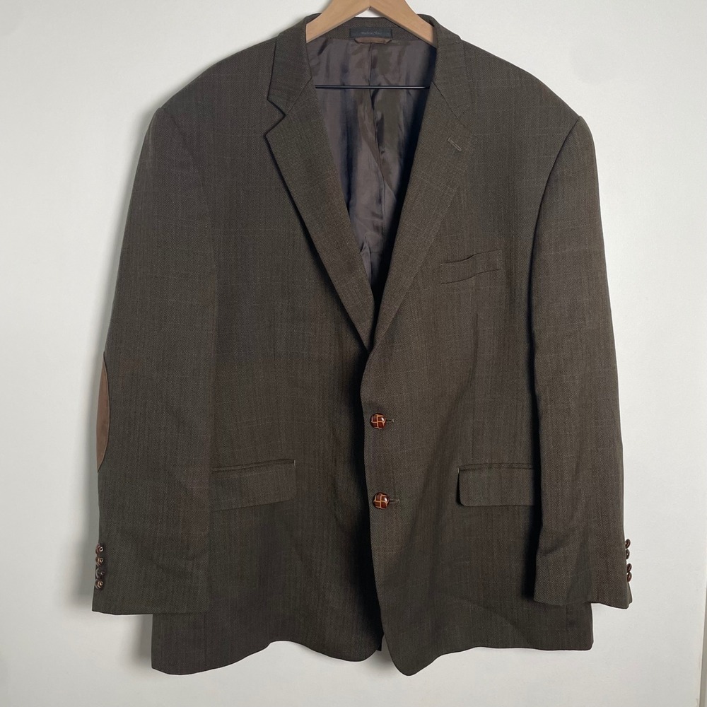 Lauren Ralph Lauren Sport Coat Mens 52R Brown Herringbone Wool Elbow Patch